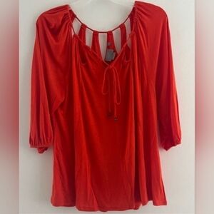 Anthropologie Vanessa Virginia Women's  Top Size Large Red Strappy Blouse